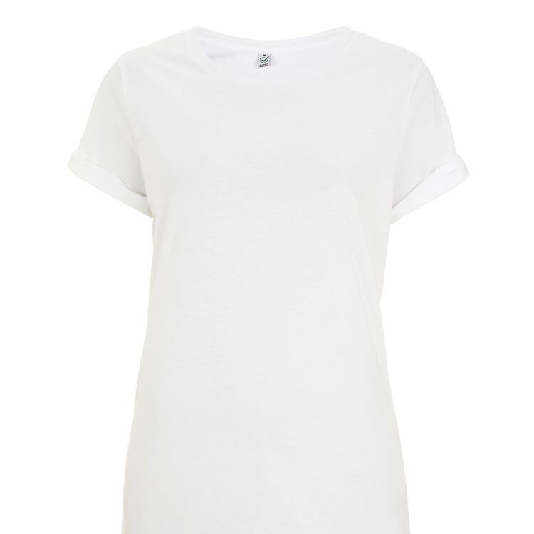 Naiste rullitud varrukatega T-särk EARTHPOSITIVE® - valge