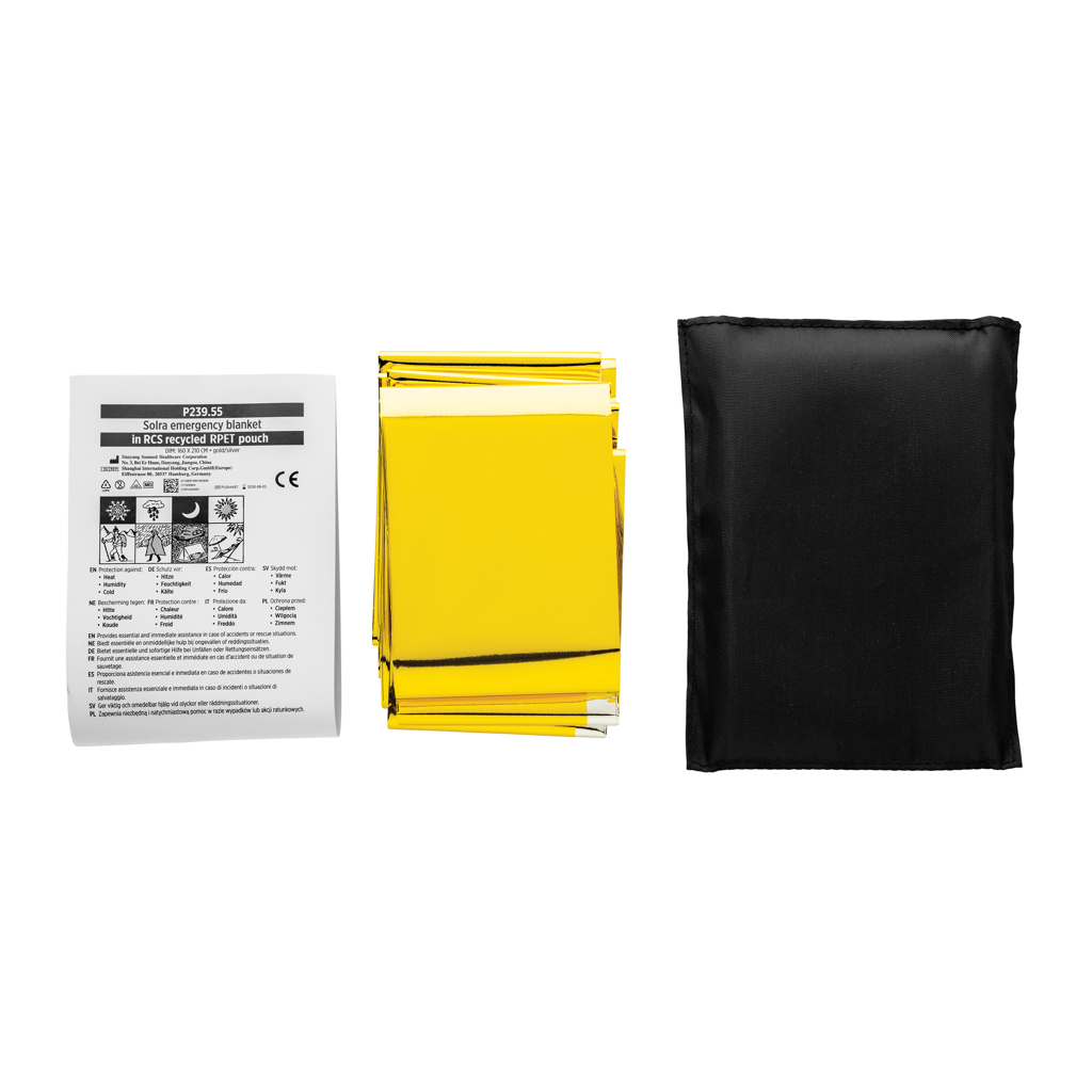 Solra emergency blanket in RCS recycled RPET pouch - Pilt 4