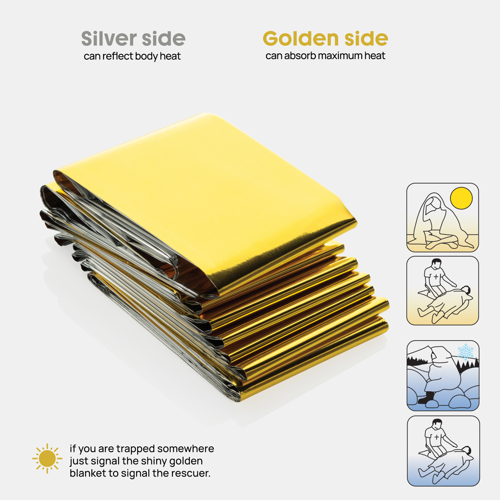 Solra emergency blanket in RCS recycled RPET pouch - Pilt 6